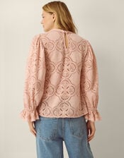 Imogen Lace Blouson Blouse, Pink (BLUSH), large