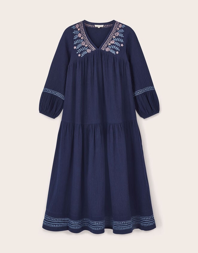 East Carita Hand-Embroidered Maxi Dress, Blue (NAVY), large