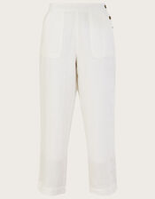Pull-On Linen Trousers, White (WHITE), large