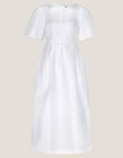 Sloane Short Sleeve Midi Wedding Dress, Ivory (IVORY), large