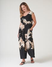 One Hundred Stars Stork Print Wide Leg Jumpsuit, , large