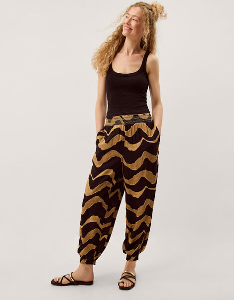 Zahara Print Balloon Trousers, Black (BLACK), large