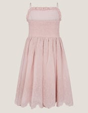 Clementine Strappy Broderie Dress, Pink (PINK), large