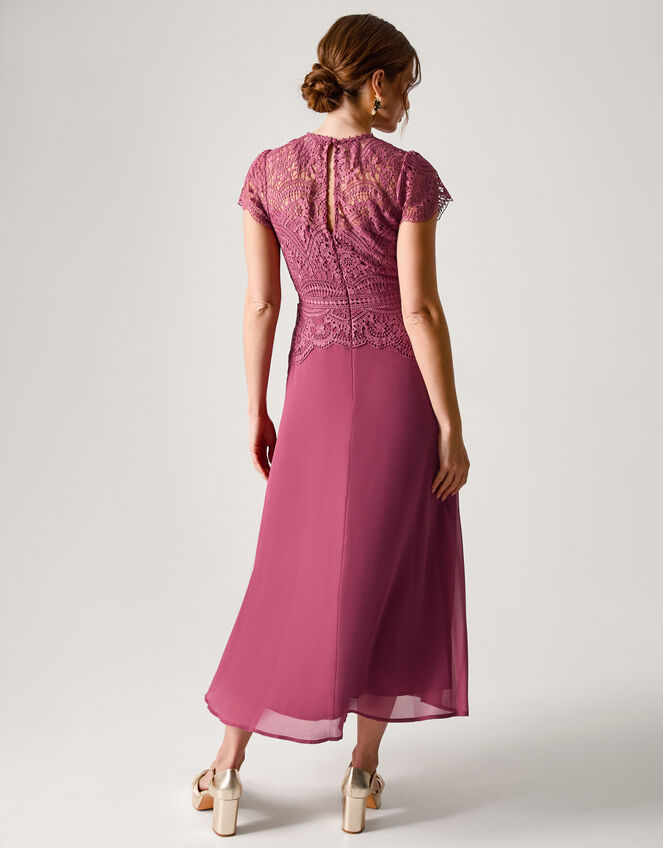 Monica Lace Midi Bridesmaid Dress, DARK PINK, large