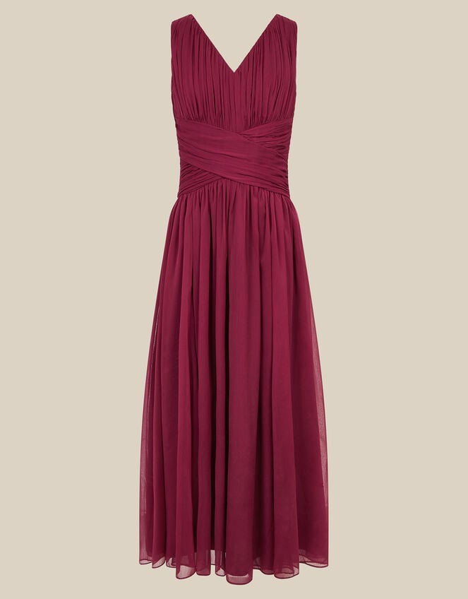 Nadine Crossover Chiffon Maxi Dress, Red (BURGUNDY), large