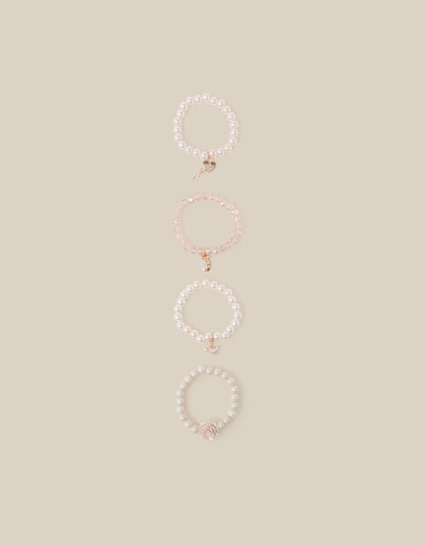 4-Pack Rose Pearl Bead Bracelets, , large