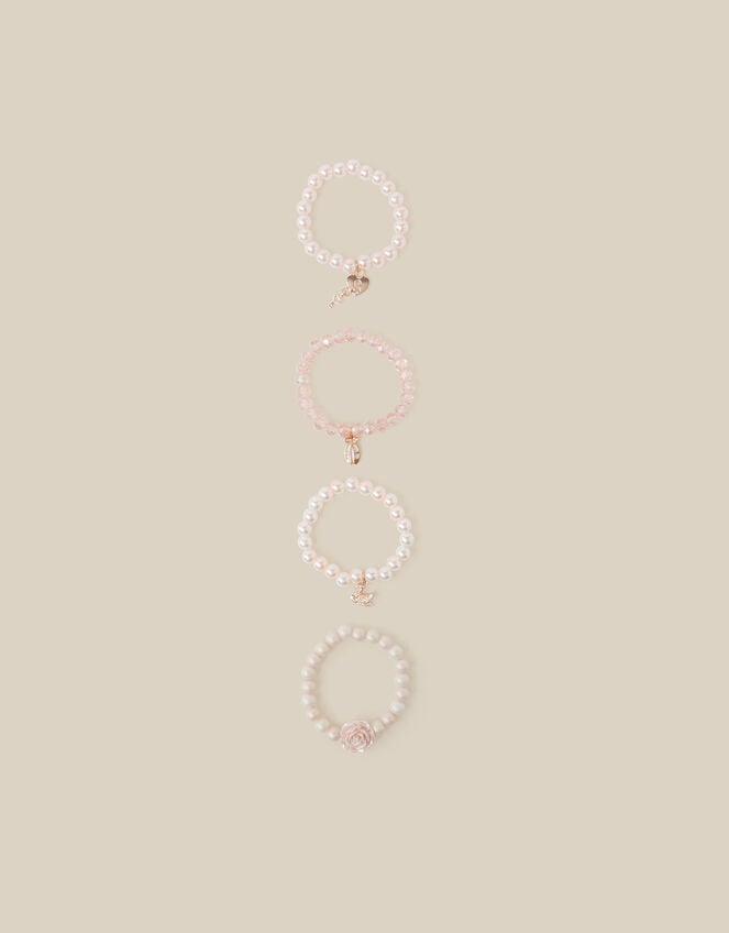 4-Pack Rose Pearl Bead Bracelets, , large