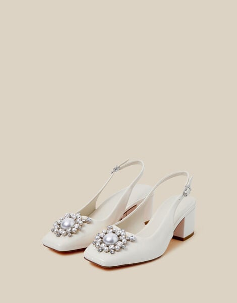 Wynn Pearl Slingback Heels, Ivory (IVORY), large