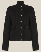 Naya High Neck Knitted Jacket, Black (BLACK), large