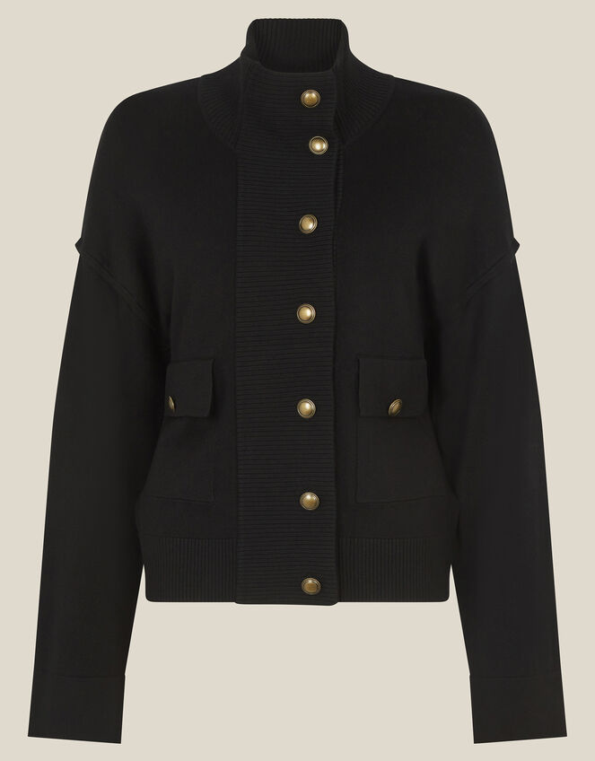 Naya High Neck Knitted Jacket, Black (BLACK), large