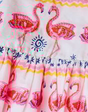 Baby Sequin Embellished Flamingo Dress, Ivory (IVORY), large