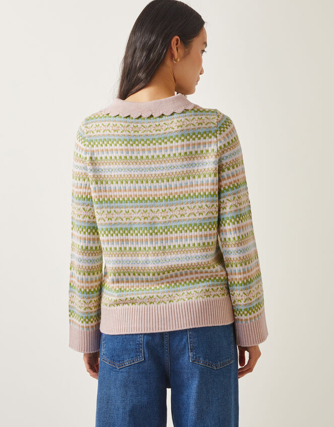 Fawn Fair Isle Cardigan, Green (GREEN), large