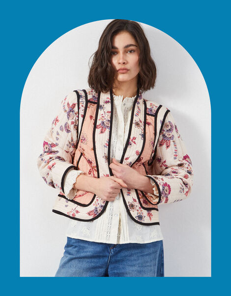 East Madison Floral Quilted Jacket, Multi (MULTI), large
