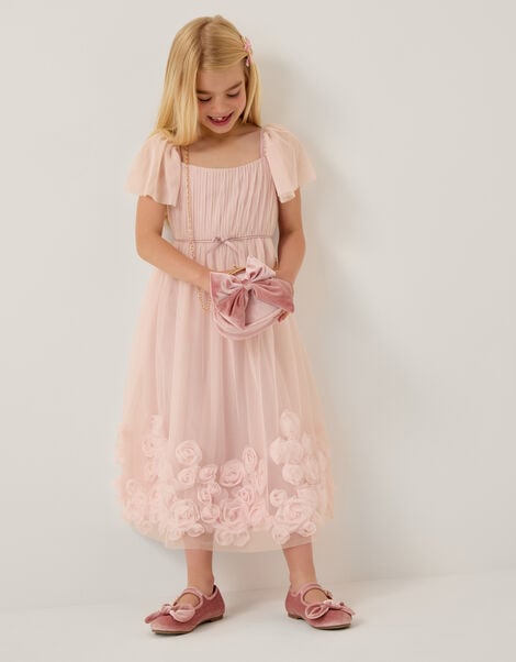Evangaline Rose Appliqué Tulle Dress, Pink (PINK), large