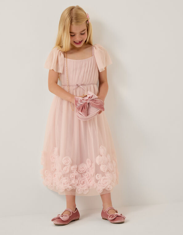 Evangaline Rose Appliqué Tulle Dress, Pink (PINK), large