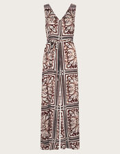 Emilia Wide Leg Jumpsuit, Brown (BROWN), large