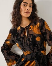 Reese Devor&eacute; Polka Dot Midi Dress, Black (BLACK), large