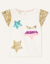 Sequin Star T-Shirt, Ivory (IVORY), large