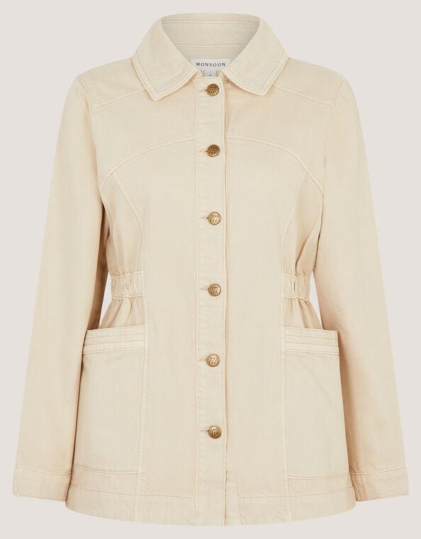 Mabel Longline Denim Jacket, Natural (ECRU), large