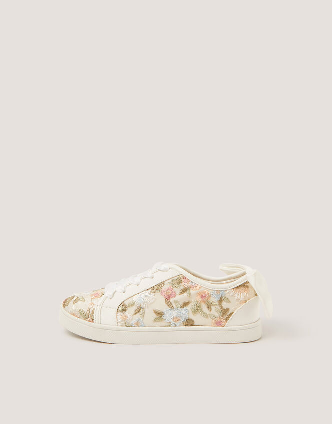 Floral Embroidered Trainers, Gold (GOLD), large