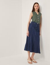 Fran Seam Denim Maxi Skirt, Blue (INDIGO), large