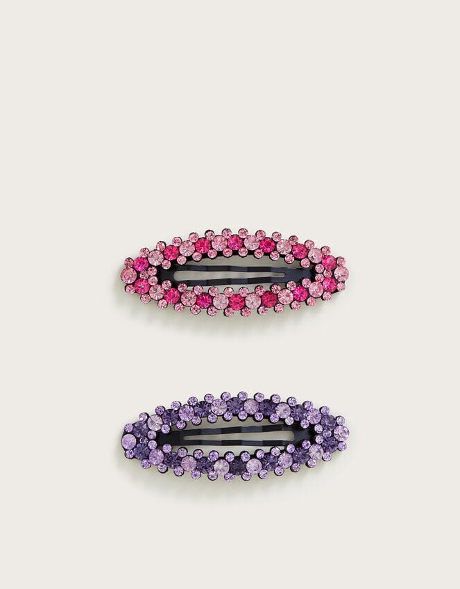 2-Pack Oval Diamante Hair Clips, , large