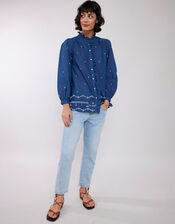 East Petra Embroidered Blouse, Blue (BLUE), large