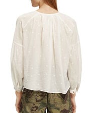 Scotch and Soda Button Neckline Dobby Blouse, White (WHITE), large