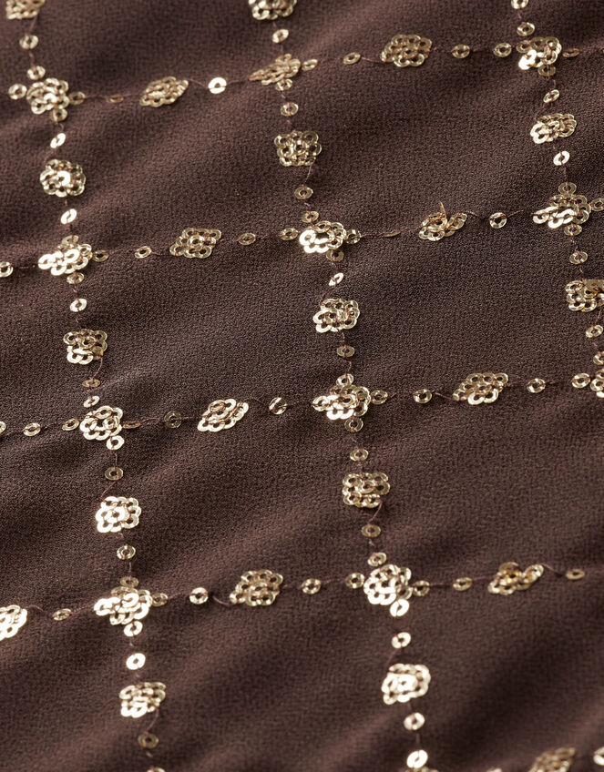Scotch and Soda Sequin Embellished Sheer Shirt, Brown (BROWN), large