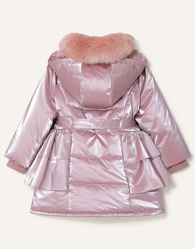 Frill Skirted Coat with Hood, Pink (PINK), large