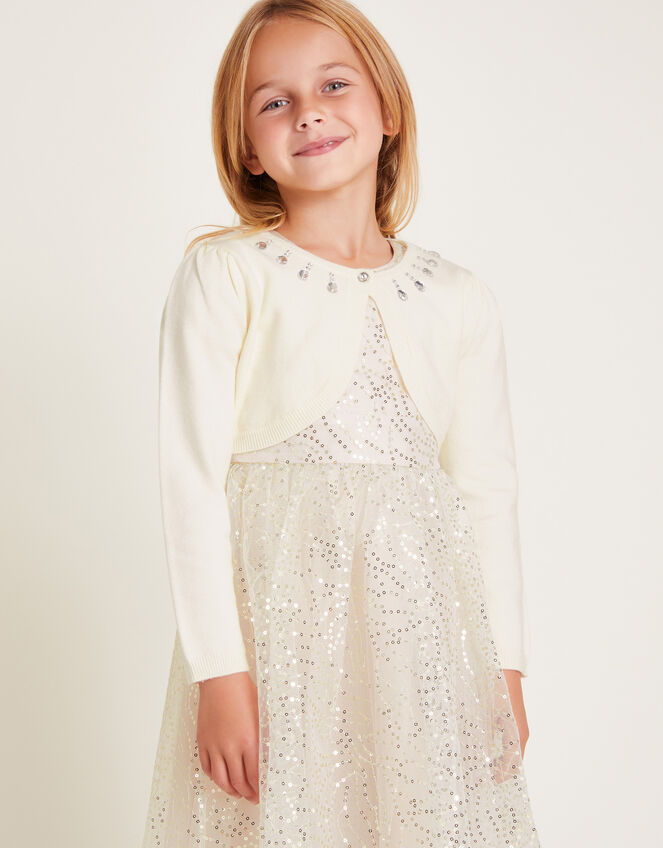 Maisie Diamante Trim Cardigan, Ivory (IVORY), large