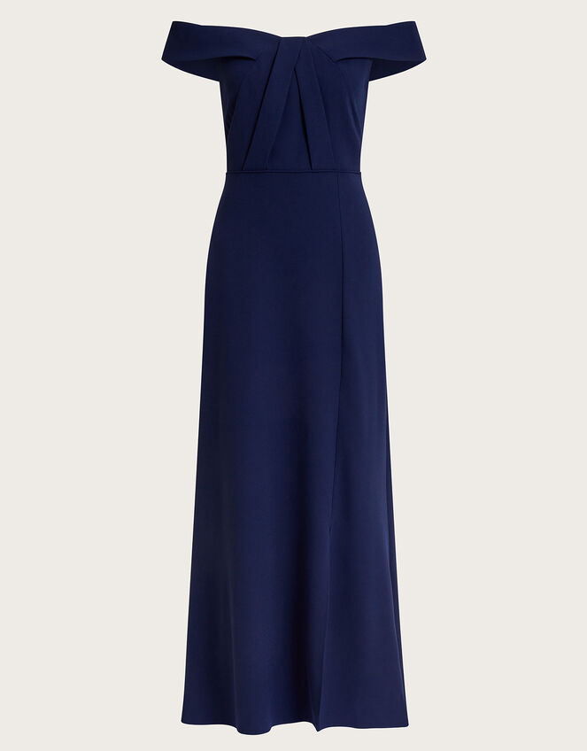 Beatrice Crepe Bardot Maxi Dress, Blue (NAVY), large