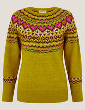 Floy Fair Isle Sweater, Green (OLIVE), large