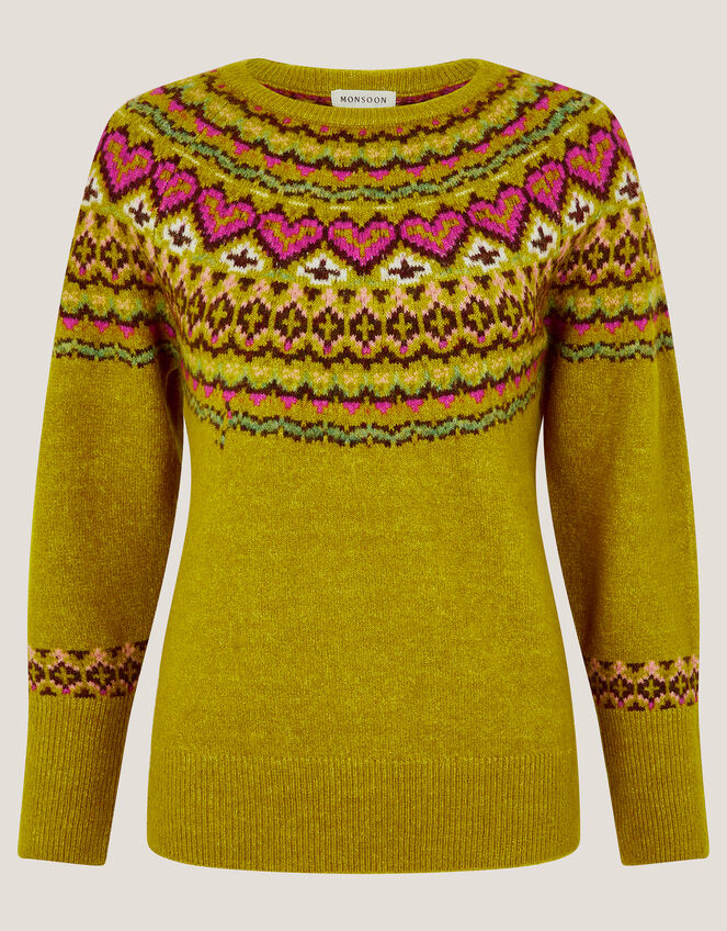 Floy Fair Isle Sweater, Green (OLIVE), large