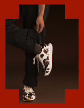 Woden Nicoline Cow Print Trainers, Multi (MULTI), large