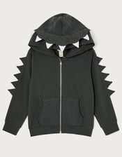 Dinosaur Spikes Zip Through Hoodie, Green (GREEN), large