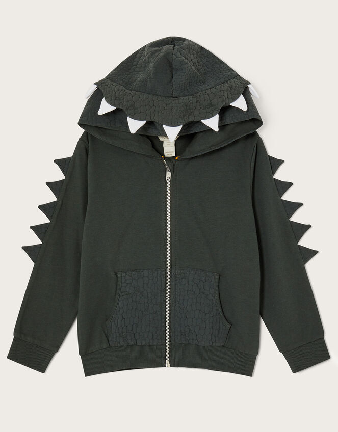 Dinosaur Spikes Zip Through Hoodie, Green (GREEN), large