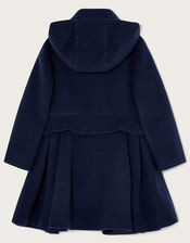 Flap Pocket Hooded Coat, Blue (NAVY), large