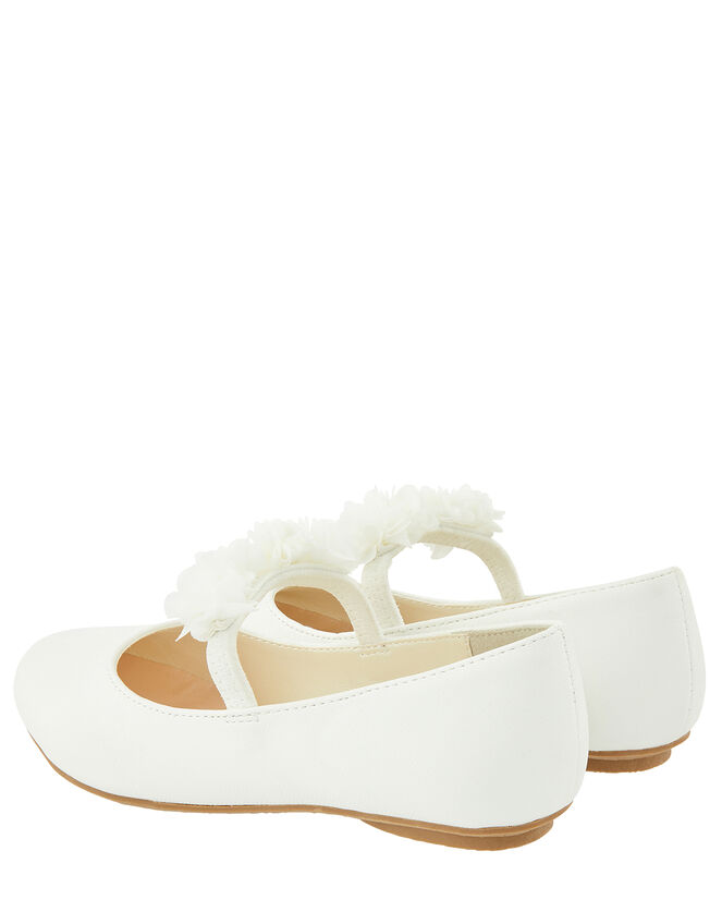 Cynthia Corsage Shimmer Ballerina Flats, Ivory (IVORY), large