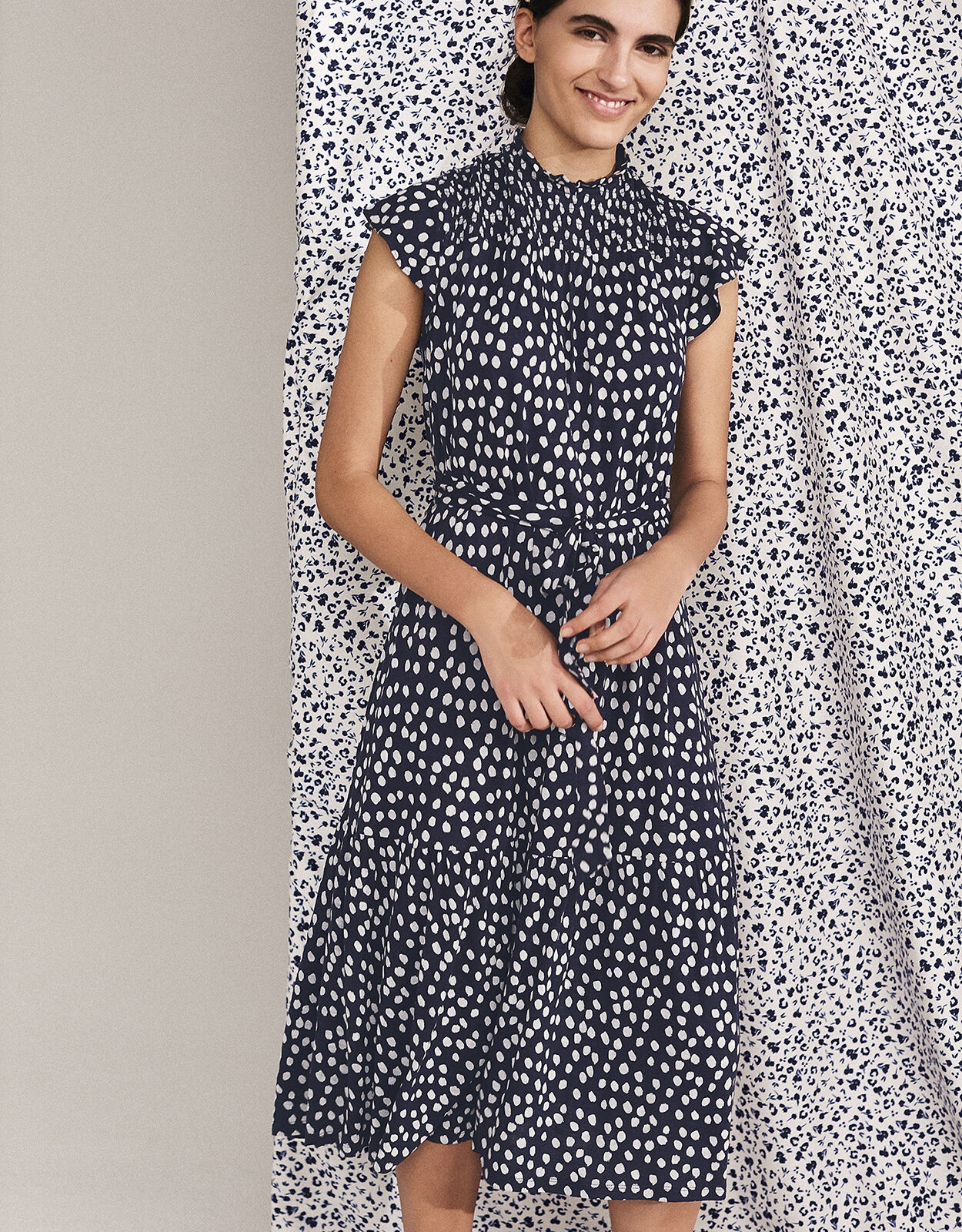 Serenity Spot Print Jersey Midi Dress Blue Day Dresses Monsoon Global