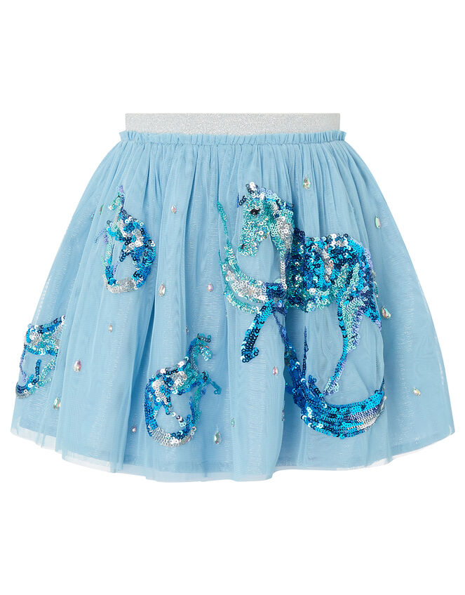 Disco Water Horse Sparkle Top and Skirt Set, Blue (BLUE), large