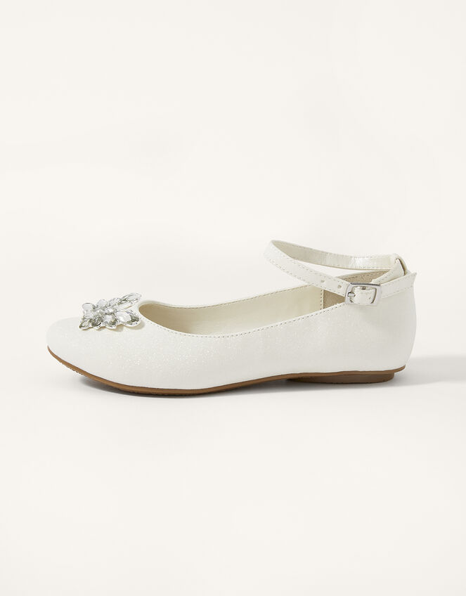 Calipso Shimmer Butterfly Ballerina Flats, Ivory (IVORY), large