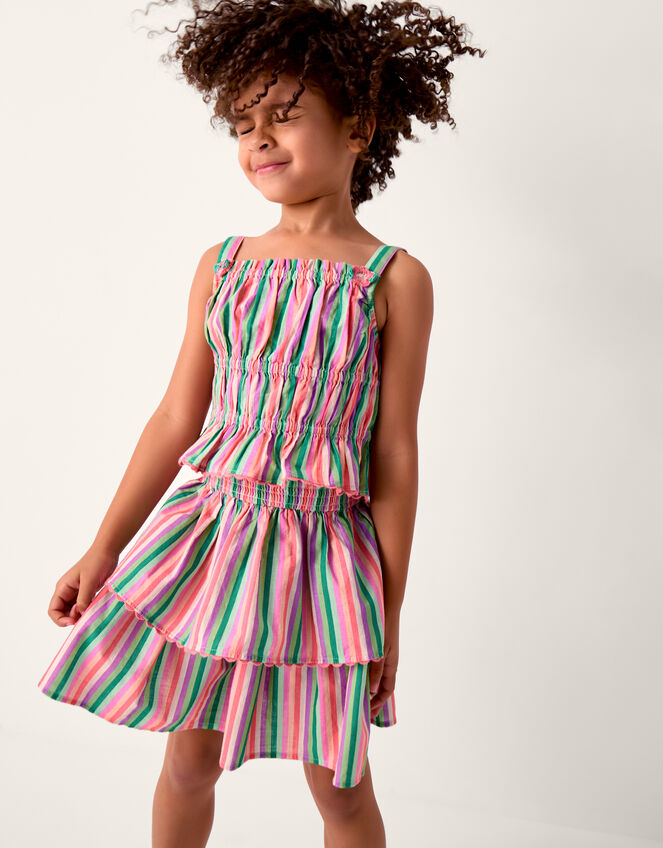 Stripe Top & Tiered Skirt Set, Green (GREEN), large