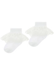 Baby Melissa Heart Lace Socks, White (WHITE), large