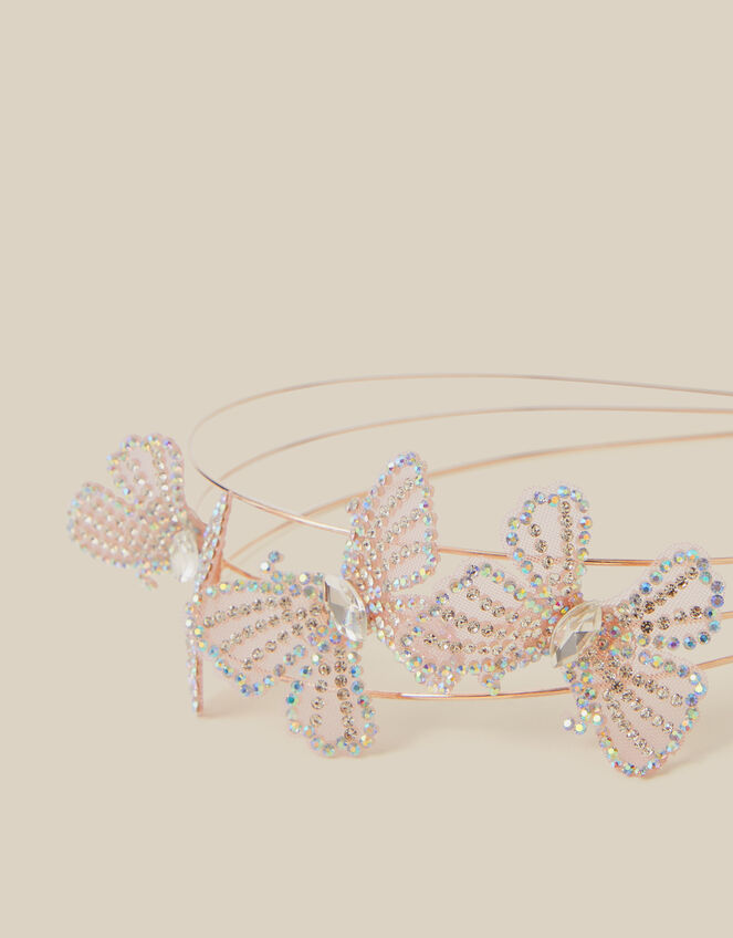 Rhinestone Butterfly Metal Headband, , large