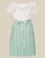 Evelyn Lace Pleated Party Dress, Green (SAGE), large