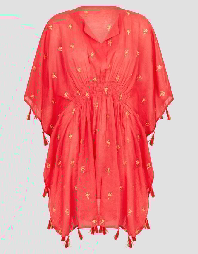 Ivy Palm Embroidered Kaftan, Orange (CORAL), large