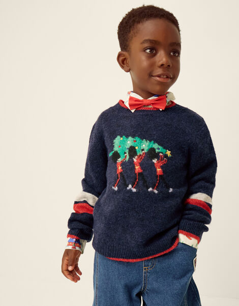 London Guard Knit Christmas Jumper, Blue (NAVY), large