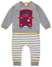 Newborn Baby London Bus Knit Set, Grey (GREY), large