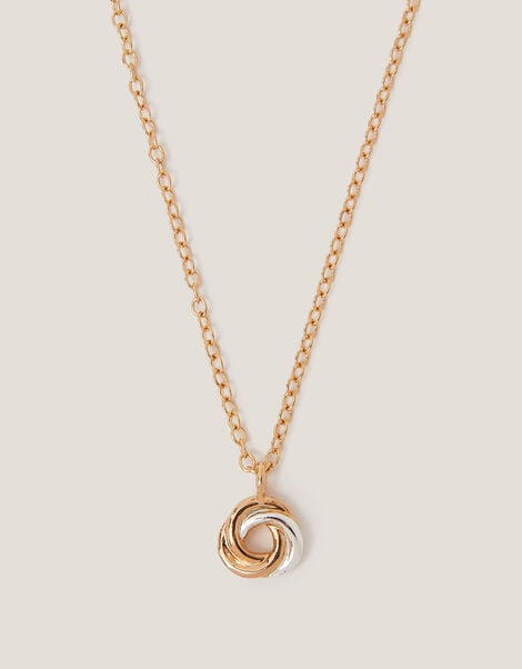 Two Tone Twisted Circle Pendant Necklace , , large